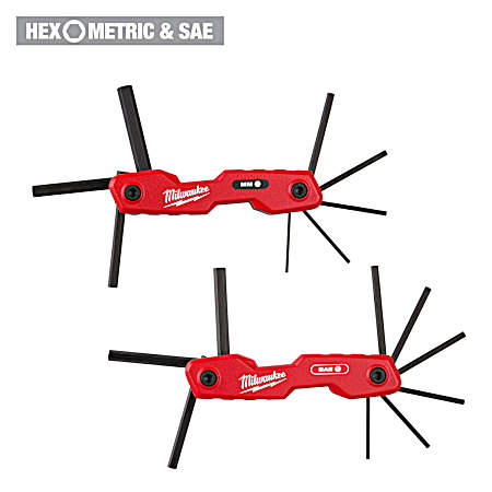 2PC 17-Key Folding Hex Key Sets - SAE/Metric