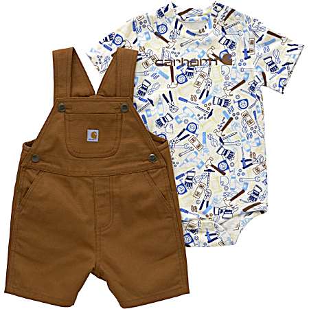 Infant Boys' Brown Tool Canvas Set - 2 Pc