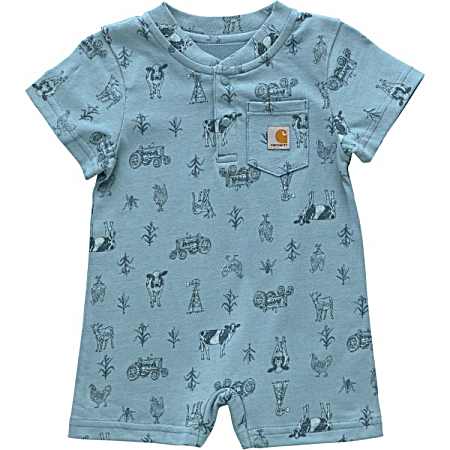 Infant Boys' Adriatic Blue Farm Romper