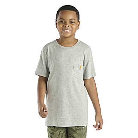 Boys' Grey Heather Camo Deer Short Sleeve Shirt