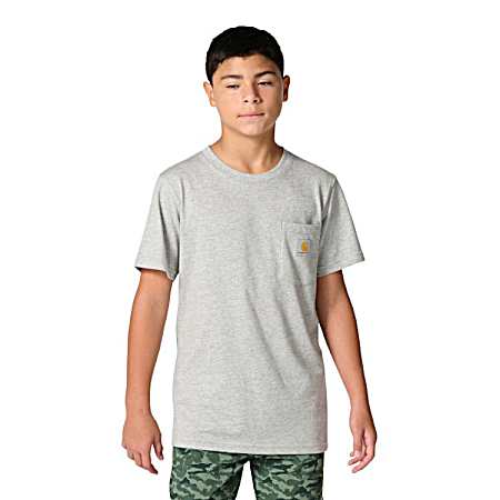Youth Boys' Grey Heather Camo Short Sleeve Shirt