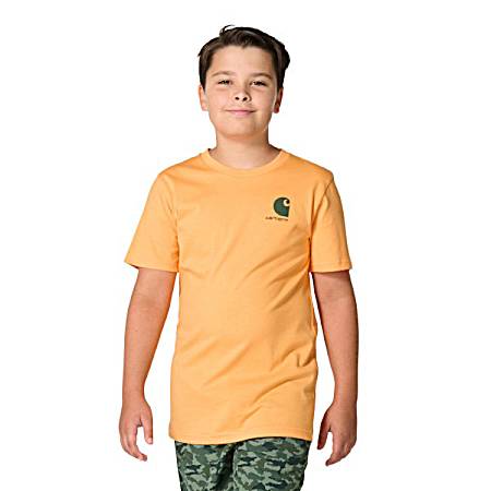 Youth Papaya Camo Deer Short Sleeve Shirt