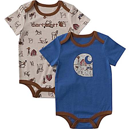 Infant Sand Farm Short Sleeve Bodysuit - 2 Pk
