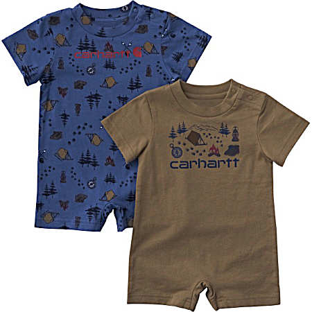 Infant Boys' Blue Horizon Camping Rompers - 2 Pc