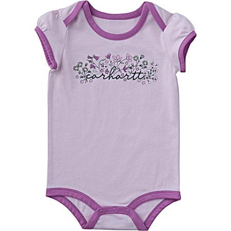 Infant Lilac Snow Floral Short Sleeve Bodysuit