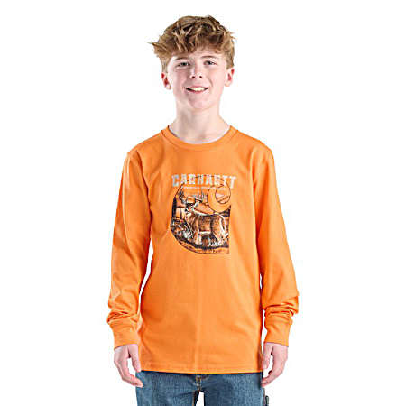 Little Boys' Orange Peel Deer Long Sleeve Shirt