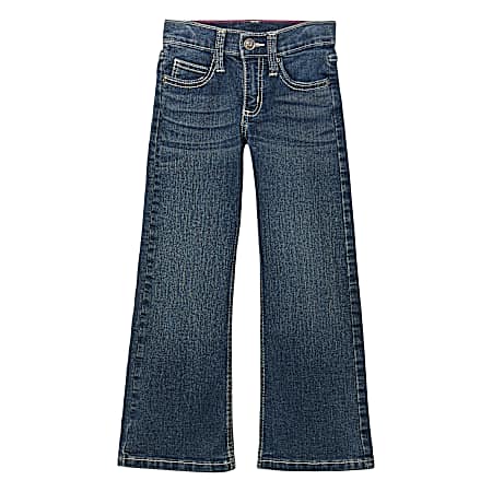 Girls' Dark Blue Retro Bootcut Jeans