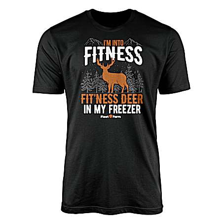 Men's Black Fitness Deer Short Sleeve Shirt