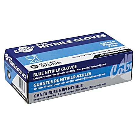 100 pk. 5 mil Medium Blue Nitrile Gloves