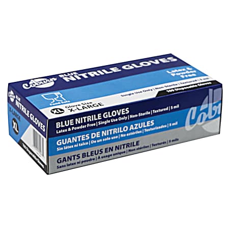 100 pk. 5 mil X-Large Blue Nitrile Gloves