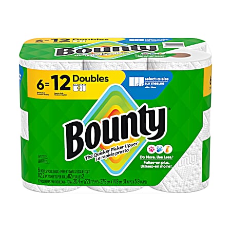 Select-A-Size Paper Towels, White Double Rolls, 6 pk