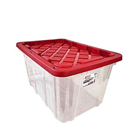27 Gallon Tough Tote Clear Base with Red, White & Blue Lid