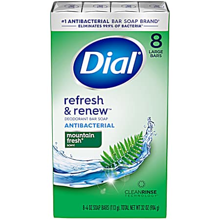 8 pk 4 oz Antibacterial Bar Soap Refresh & Renew - Mountain Fresh