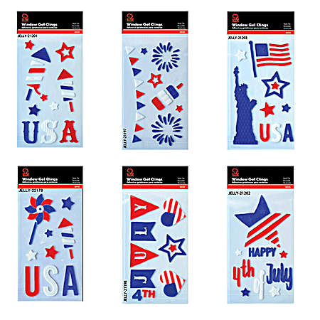 Patriotic Gel Cling 5.75 in. x 12 in. - Assorted
