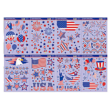 Patriotic PVC Cling 11.5 in. x 17 in. - Assorted