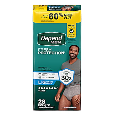 28 ct Men's Large Max Absorbency Underwear
