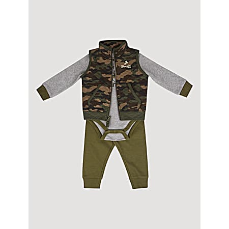 Infant Boys' Camo Cowboy Nation Quilted Vest Set - 3 Pc