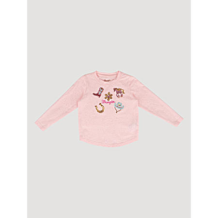 Toddler Girls Pink Patches Long Sleeve Shirt