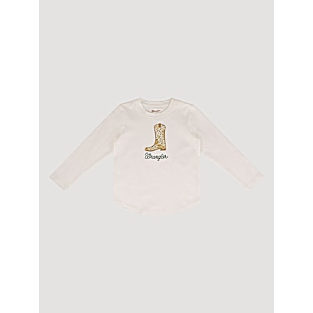 Toddler Girls' Cream Boot Long Sleeve Shirt