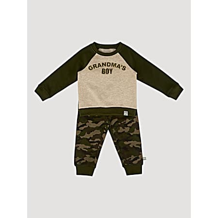 Toddler Boys Camo Grandma's Boy Sweatshirt Set