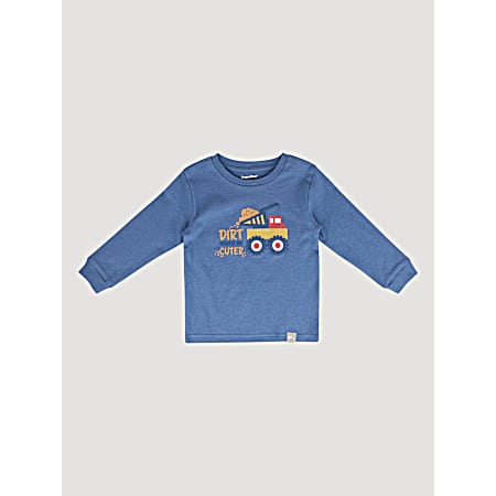 Toddler Boys Ensign Blue Dirt Makes Me Cuter Long Sleeve Shirt