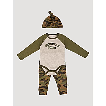 Infant Boys Camo Grandpa's Buddy Jogger Set - 3 Pc