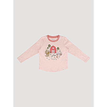 Toddler Girls Petal Pink Farm Friends Long Sleeve Shirt