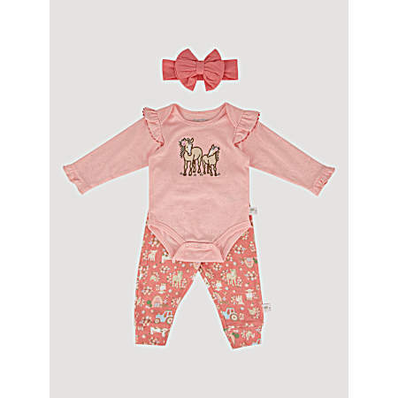 Infant Girls Lotus Ponies Jogger Set - 3 Pc