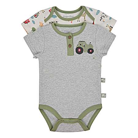 Infant Boys' Heather Farm Short Sleeve Bodysuits - 2 Pk
