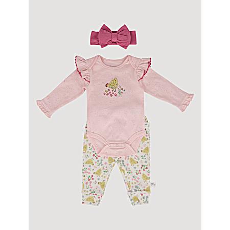 Infant Girls Roseate Chicken Jogger Set - 3 Pc