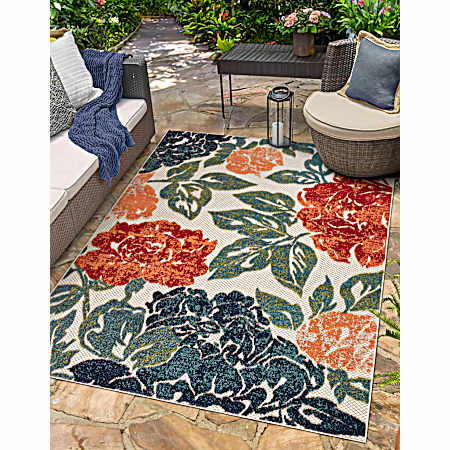 5 ft. 3 in. x 7 ft. Ventura Outdoor Rug - Multi Floral