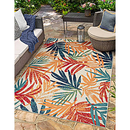 5 ft. 3 in. x 7 ft. Ventura Outdoor Rug - Multi Leaf