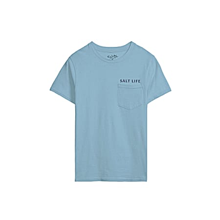 Men's Aquamarine Salty Honor Bones Short Sleeve Shirt