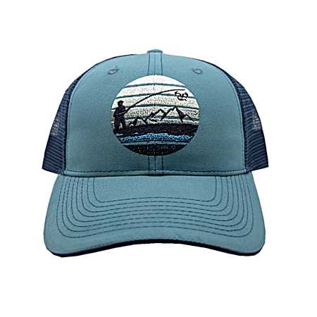 Men's Reef Waters w/ Blue Gradient Fishing Logo Mesh Cap