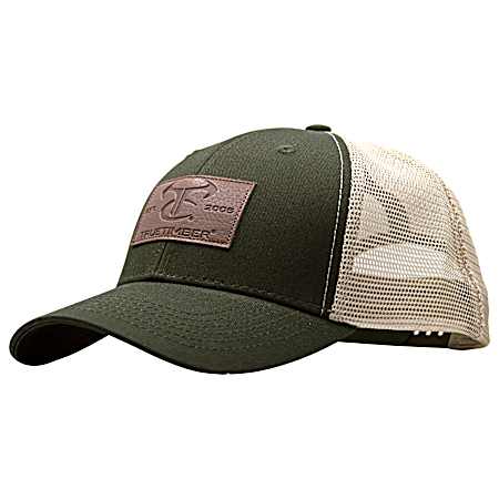 Faux TTC Leather Patch Olive Mesh Back Cap