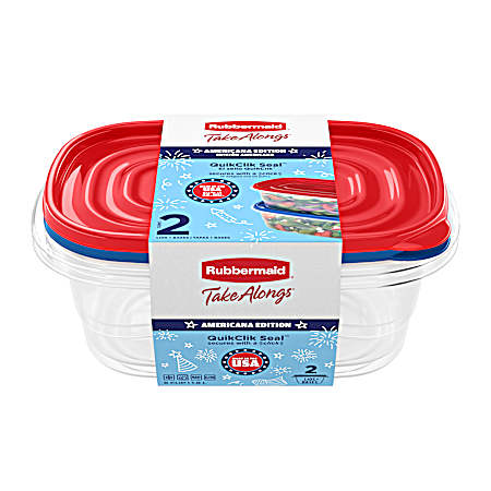 2 pk TakeAlongs 8-Cup Deep Rectangle Red, Blue