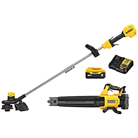 20V XR Brushless Cordless String Trimmer and Blower Combo Kit 5ah Battery