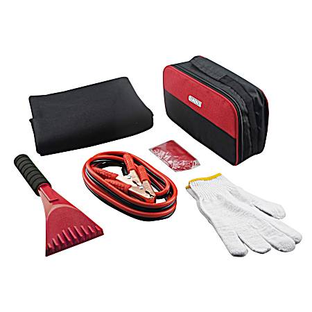 7 pc Winter Emergency Kit - Red/Black