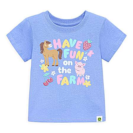 Toddler Girls' Blue Fun On The Farm Short Sleeve Shirt