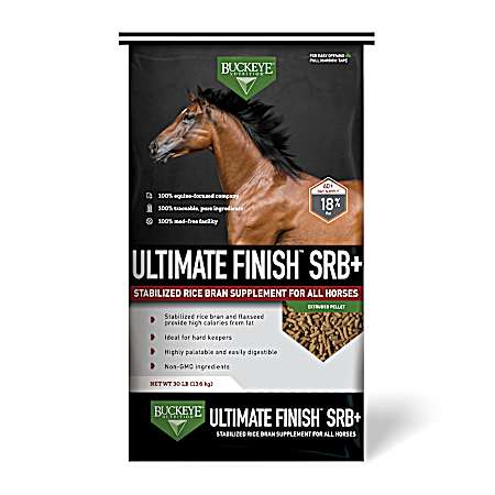 ULTIMATE FINISH SRB+ Stabilized Rice Bran & Cold-Milled Flaxseed Calorie Dense Extruded Horse Fat Supplement, 30 lb bag