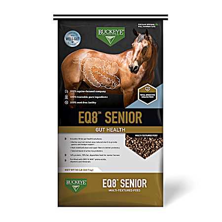 EQ8 Senior Gut Health Multi-Textured Senior Horse Feed, 50 lb bag