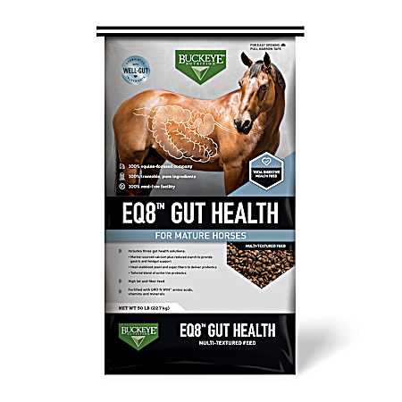 EQ8 Gut Health Multi-Textured Horse Feed, 50 lb bag
