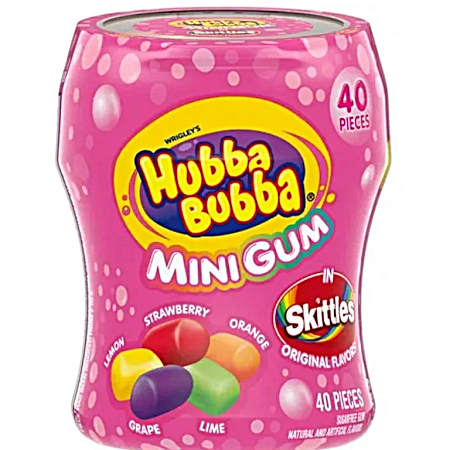 Mini Skittles Flavored Bubble Gum - 40 Ct