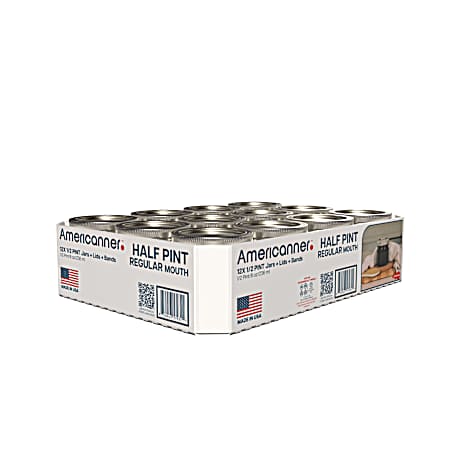 12 pack 1/2 Pint- Americanner Regular Mouth Home Canning Jars