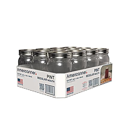 12 pack 1 Pint - Americanner Regular Mouth Home Canning Jars
