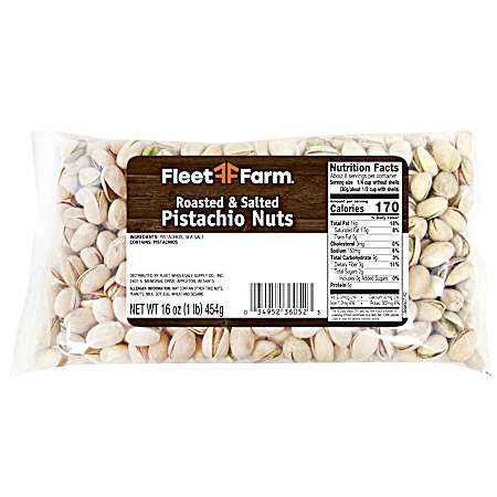 16 oz Roasted and Salted Pistachio Nuts