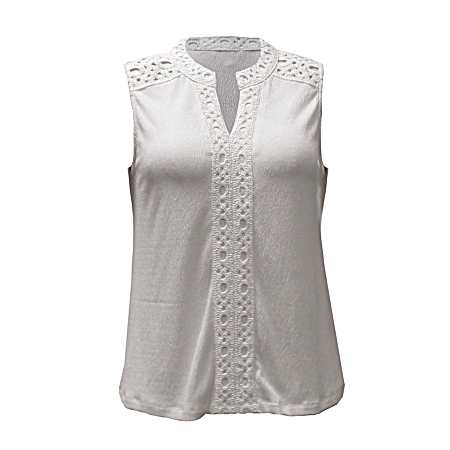 Women's Crinkle Crepe Sleeveless Knit Shirt
