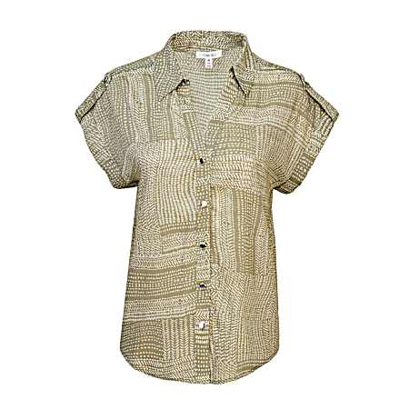 Women's Galiano Woven Button Front Short Sleeve Shirt