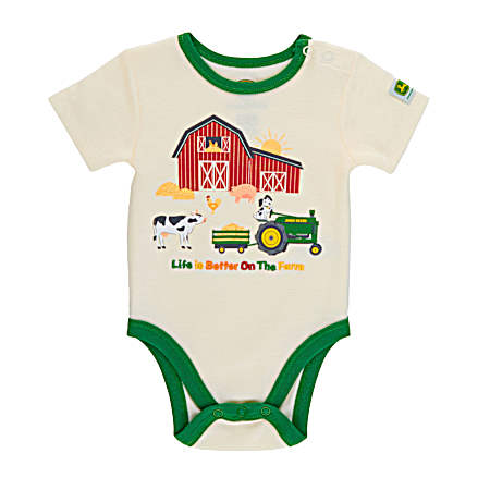 Infant Orange Barnyard Short Sleeve Bodysuit