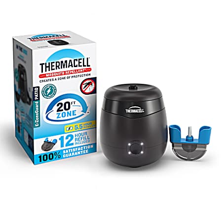 E-ZoneGuard Patio Rechargeable Mosquito Repeller with 12-Hr Refill and 5.5-Hr Battery, Black
